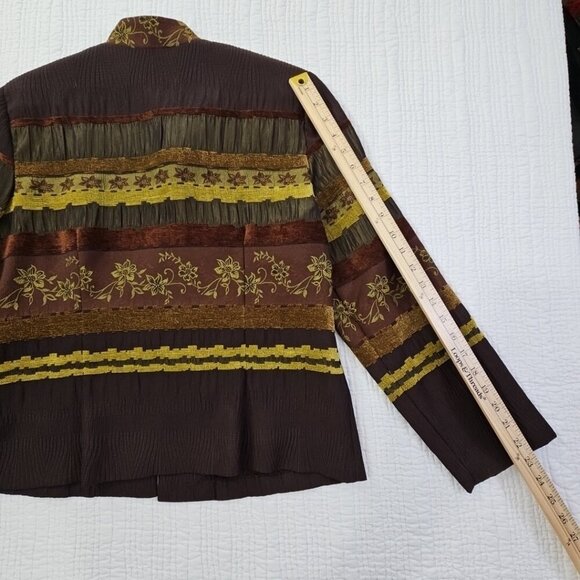 Danny & Nicole Jacket Women's Size 16P Boho Brown Long Sleeve Button Up Blazer - Picture 11 of 12